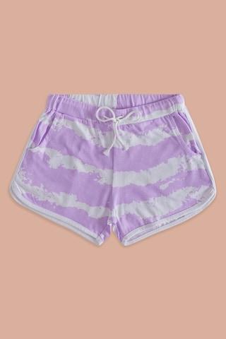 lilac print knee length casual girls regular fit shorts