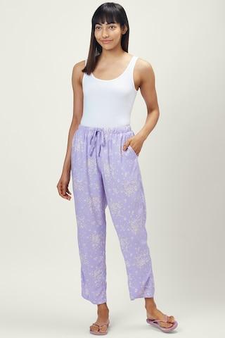 lilac printed ankle-length sleepwear women comfort fit pyjama