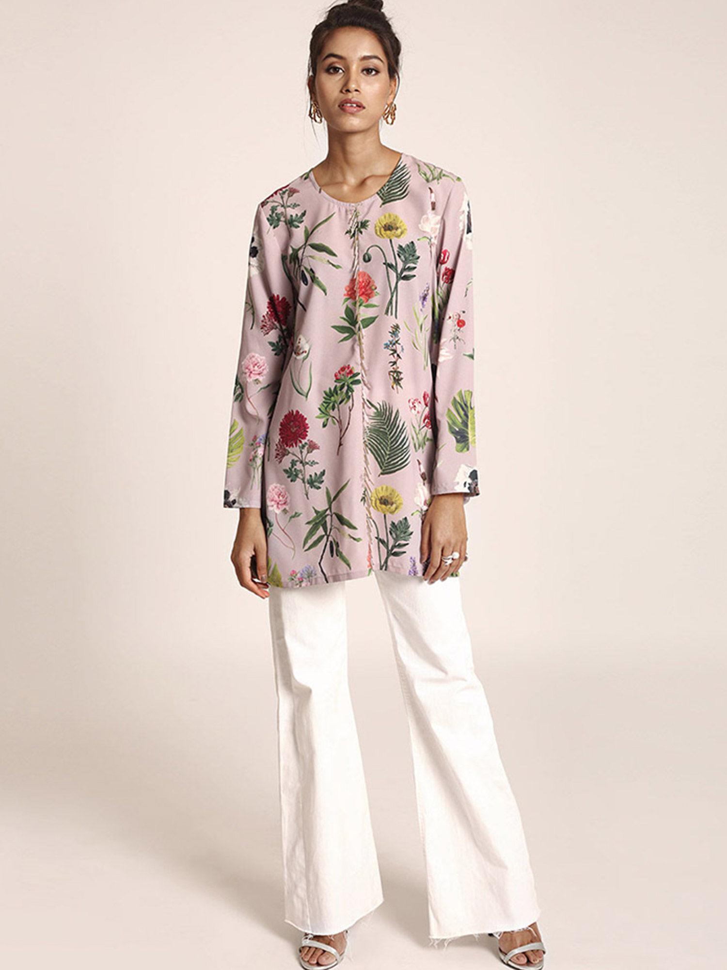 lilac printed art crepe tunic