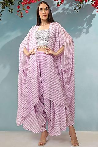 lilac printed cape set