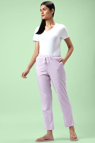 lilac printed full length sleepwear women comfort fit pyjama