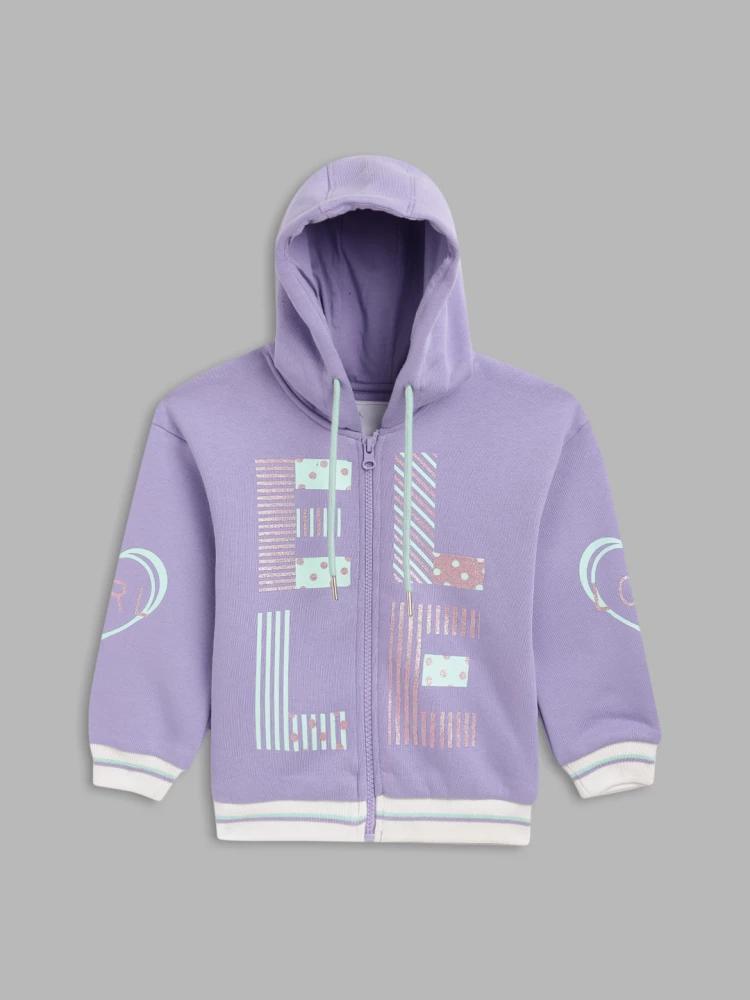 lilac printed hooded sweatshirt