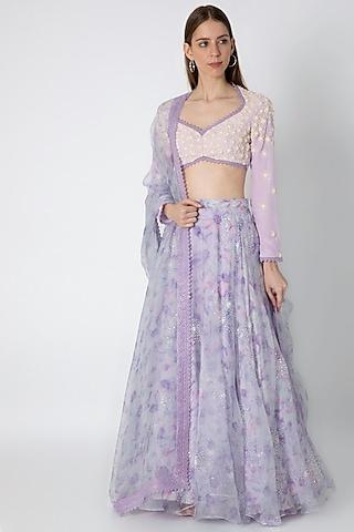 lilac printed lehenga set