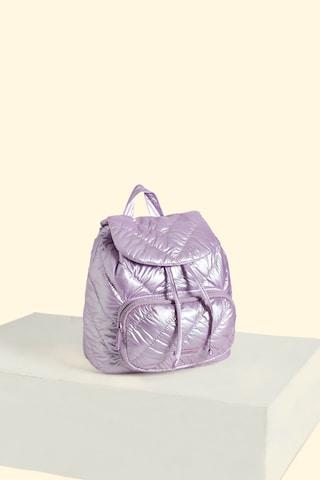 lilac quilted casual polyester women backpack