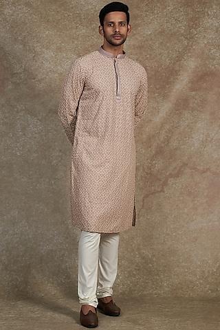 lilac rayon embroidered kurta set