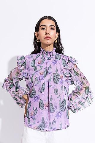 lilac recycled chiffon printed top