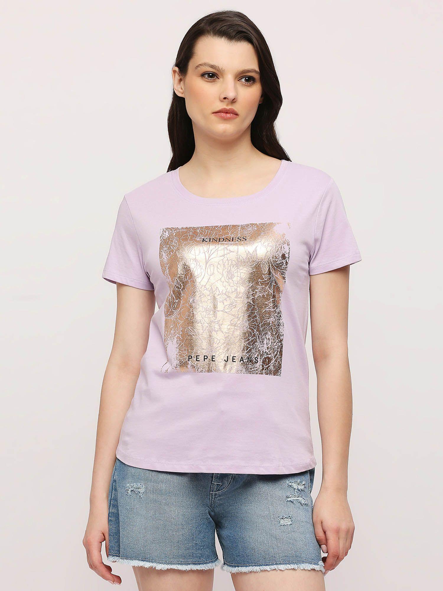 lilac round neck short sleeved t-shirt