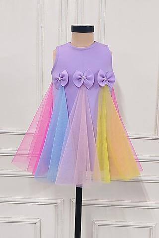 lilac scuba & net dress for girls