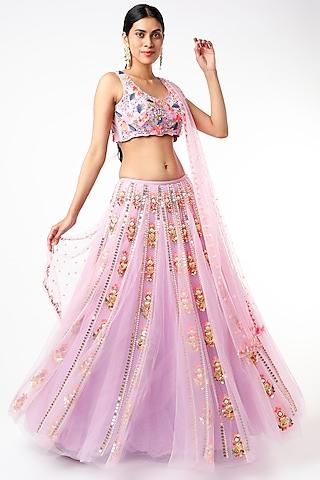 lilac sequins embellished lehenga set