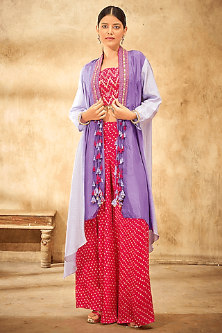 lilac shaded habutai silk cape set