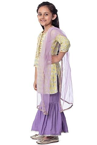 lilac silk blend sharara set for girls