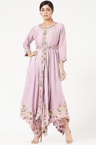 lilac silk tunic with belt
