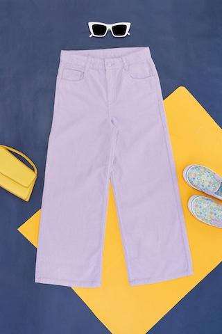 lilac solid  casual girls regular fit  trousers