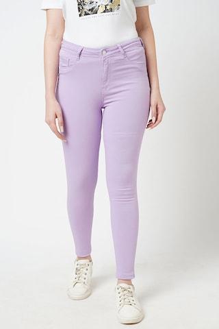 lilac solid ankle-length casual women skinny fit jeans