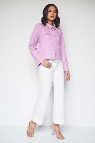 lilac solid casual full sleeves regular collar women regular fit jacket