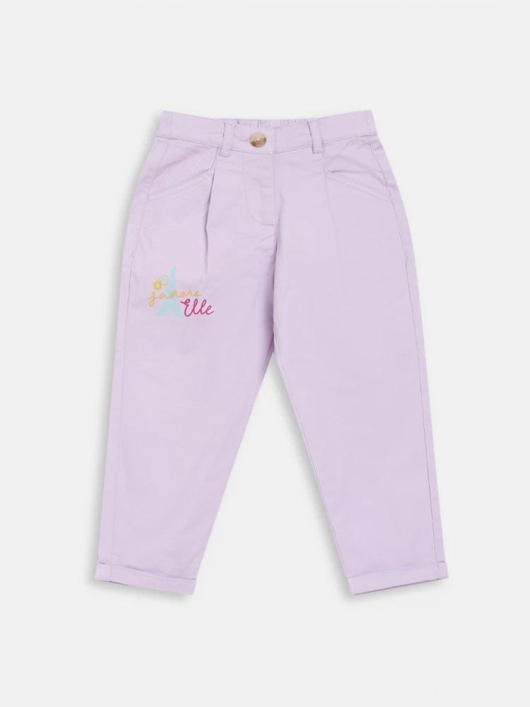 lilac solid regular fit trouser