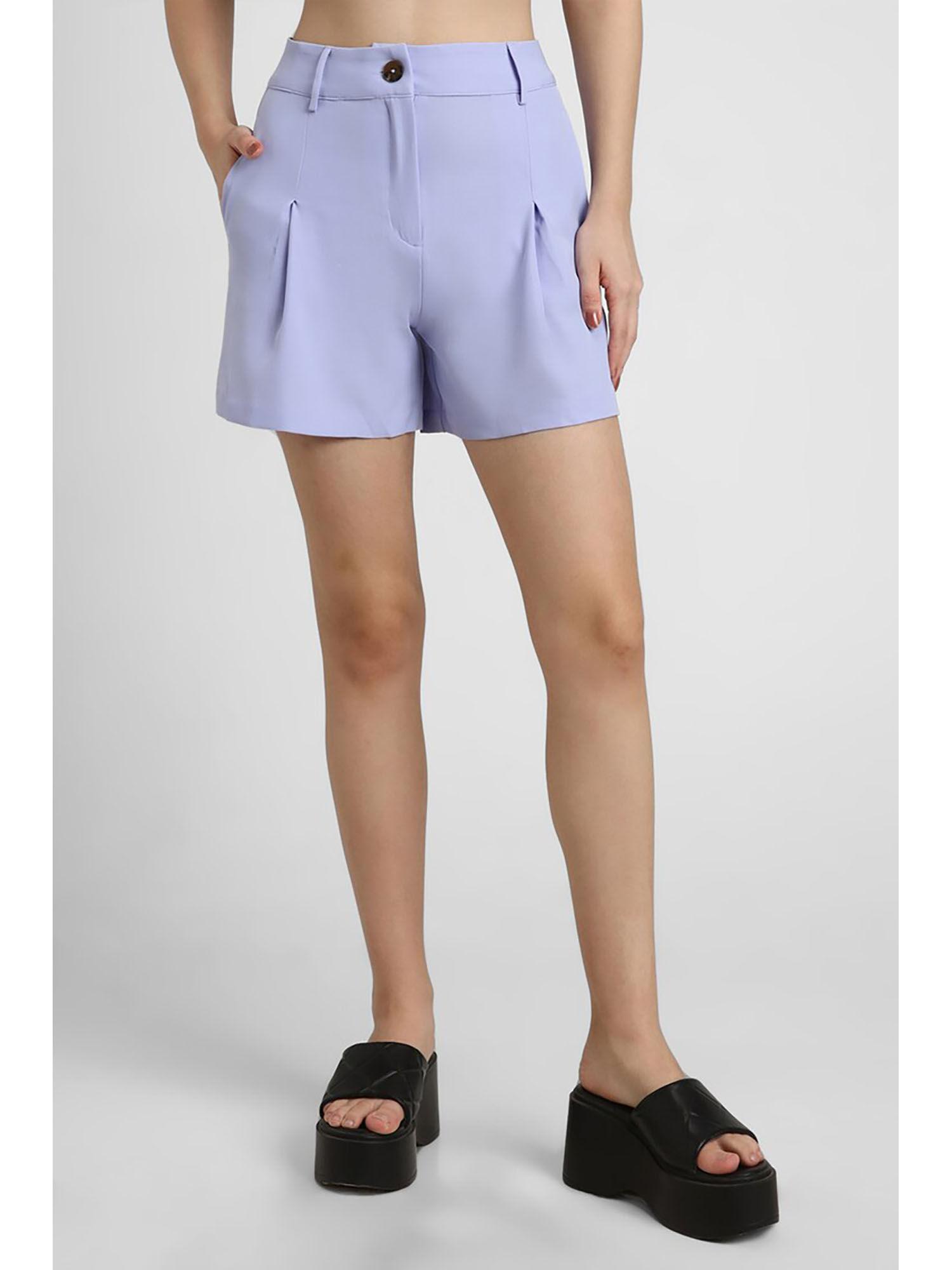 lilac solid shorts