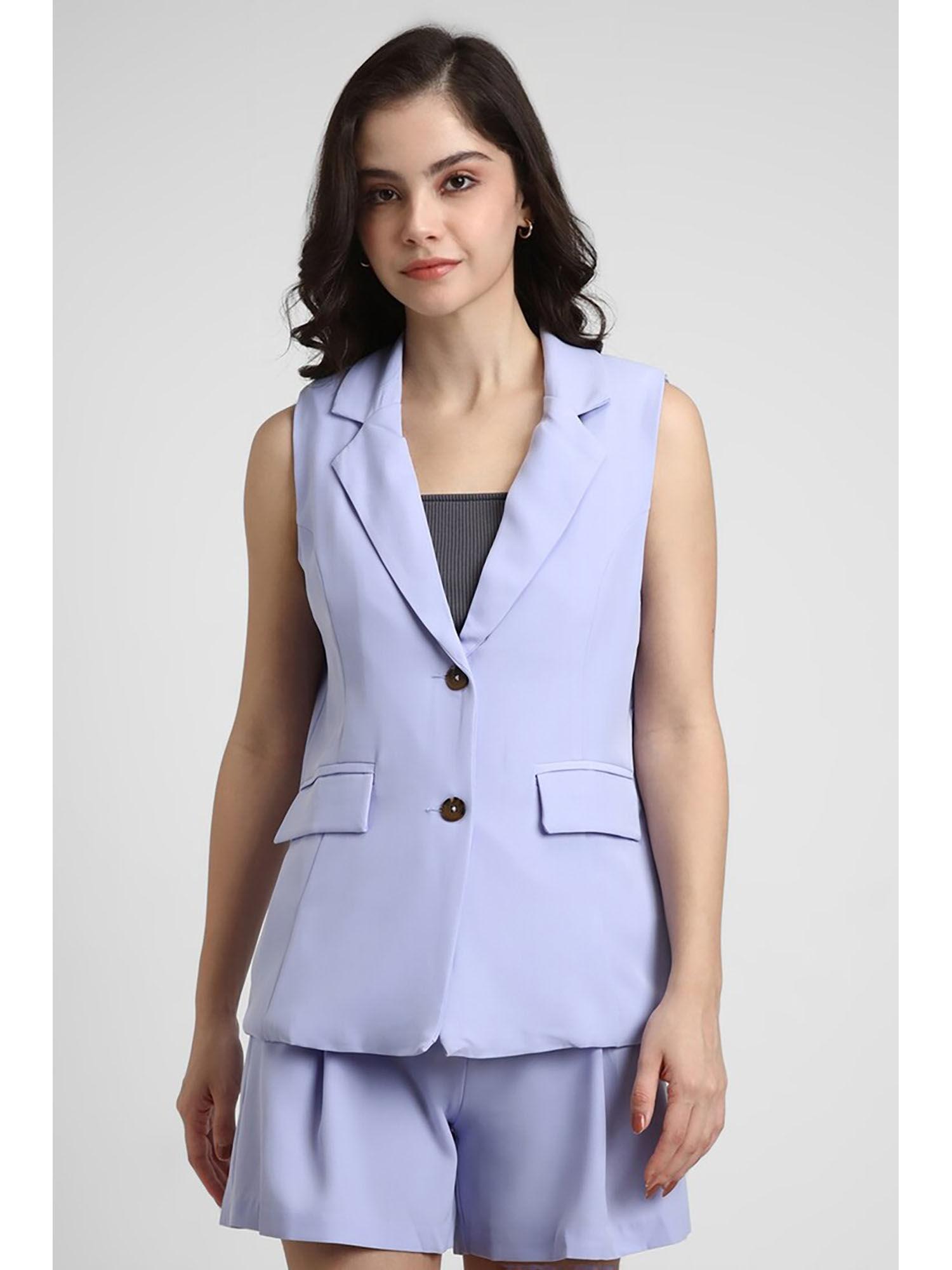 lilac solid waist coat