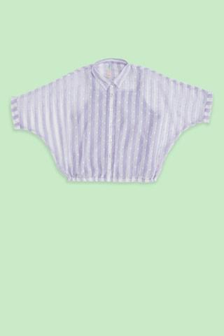 lilac stripe casual half sleeves regular collar girls regular fit blouse