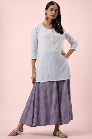 lilac stripe full length ethnic women regular fit culottes