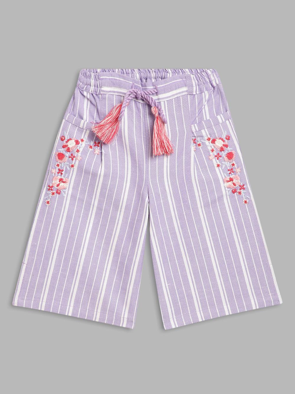 lilac striped straight fit trouser