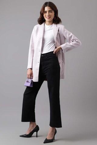lilac textured casual full sleeves notch lapel women regular fit jackets
