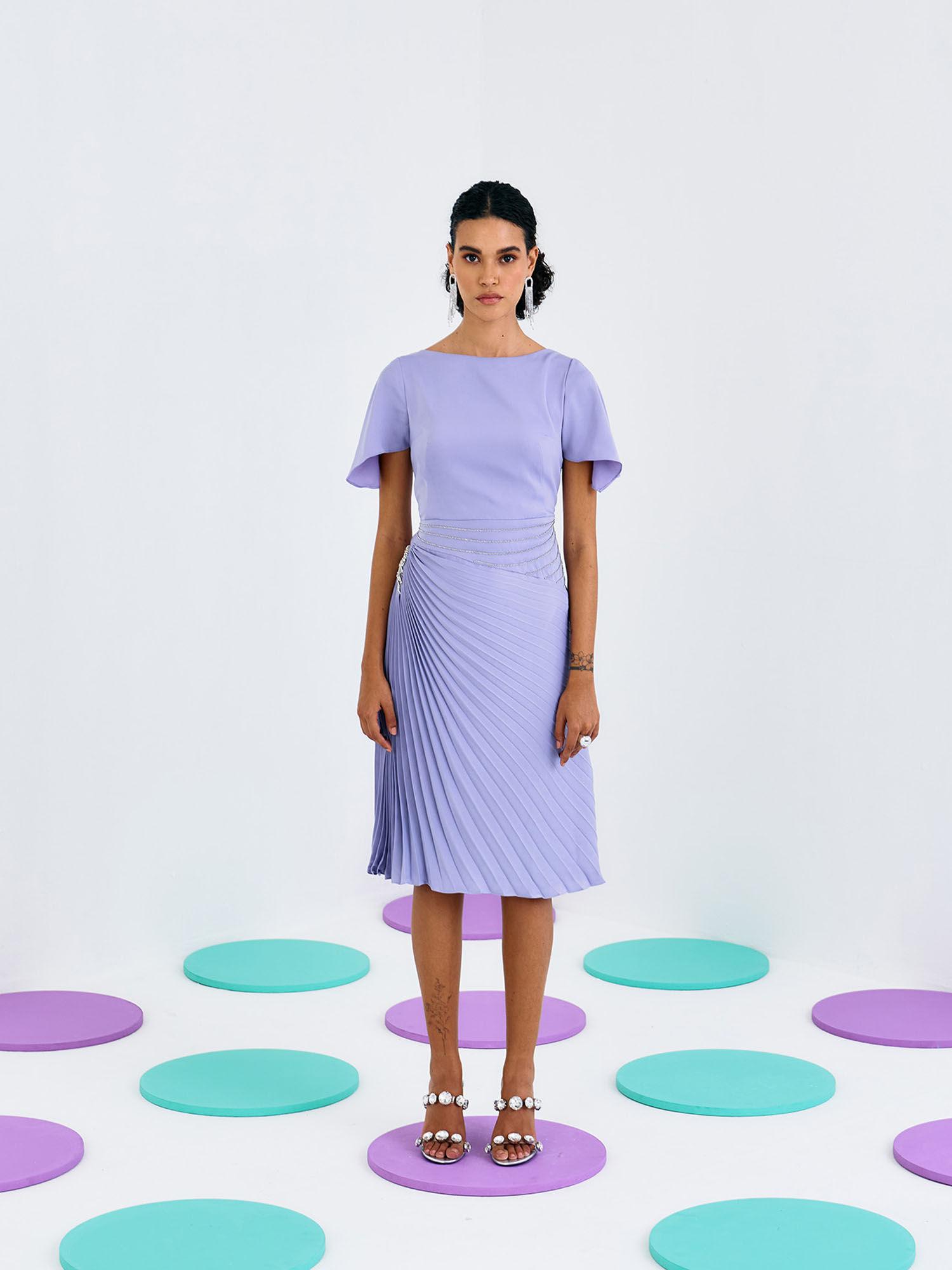 lilac timeless pleated dress