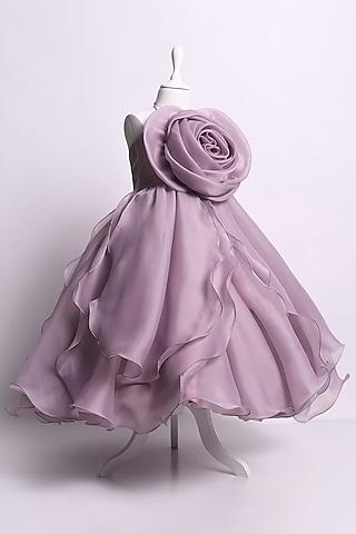 lilac tulle layered gown for girls