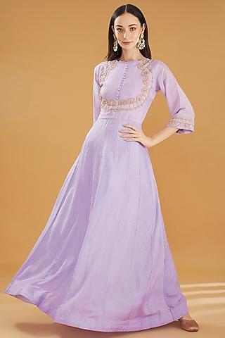 lilac upada silk handwork umbrella gown