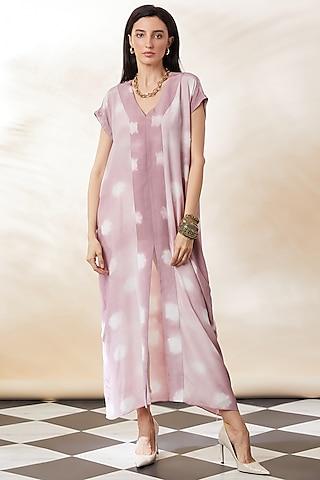 lilac viscose crepe tunic with belt