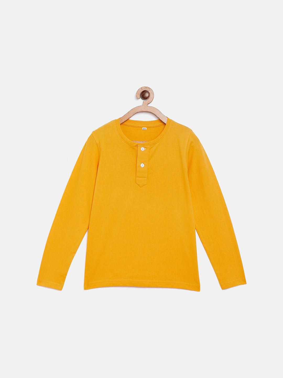 lilclan - by the dry state boys yellow henley neck cotton t-shirt