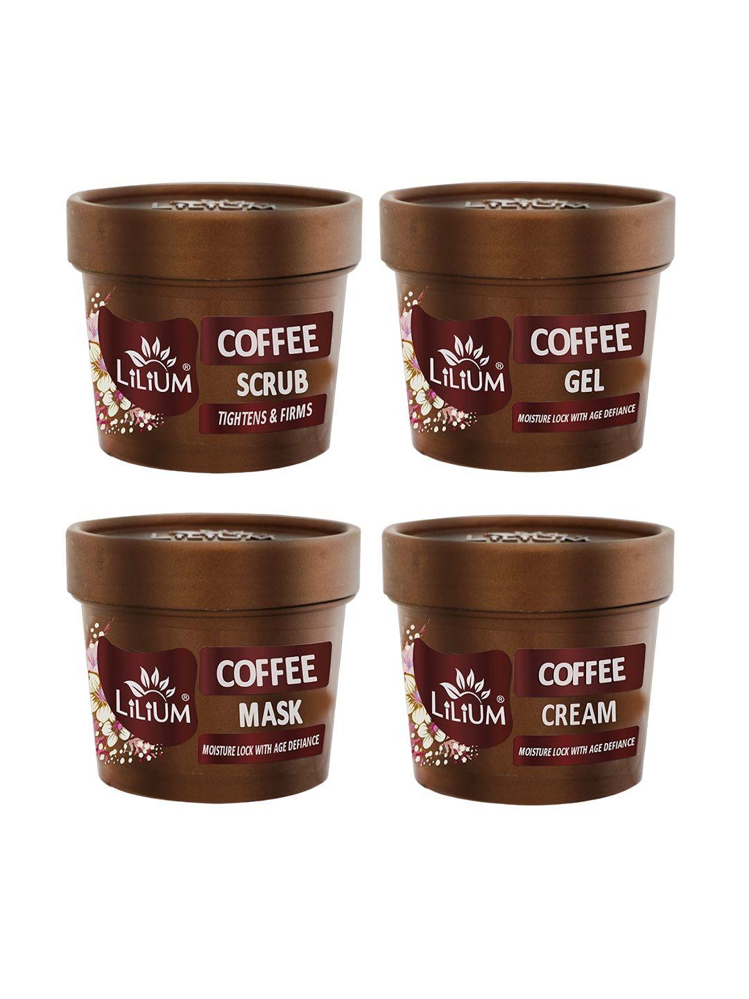 lilium coffee scrub gel mask cream set for moisture lock age defiance - 100g each