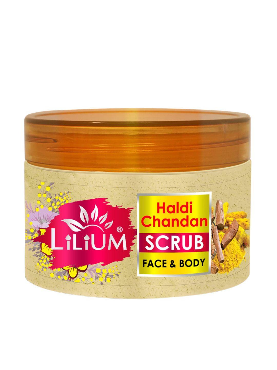 lilium haldi chandan face & body scrub with vitamin e & aloevera - 250 g