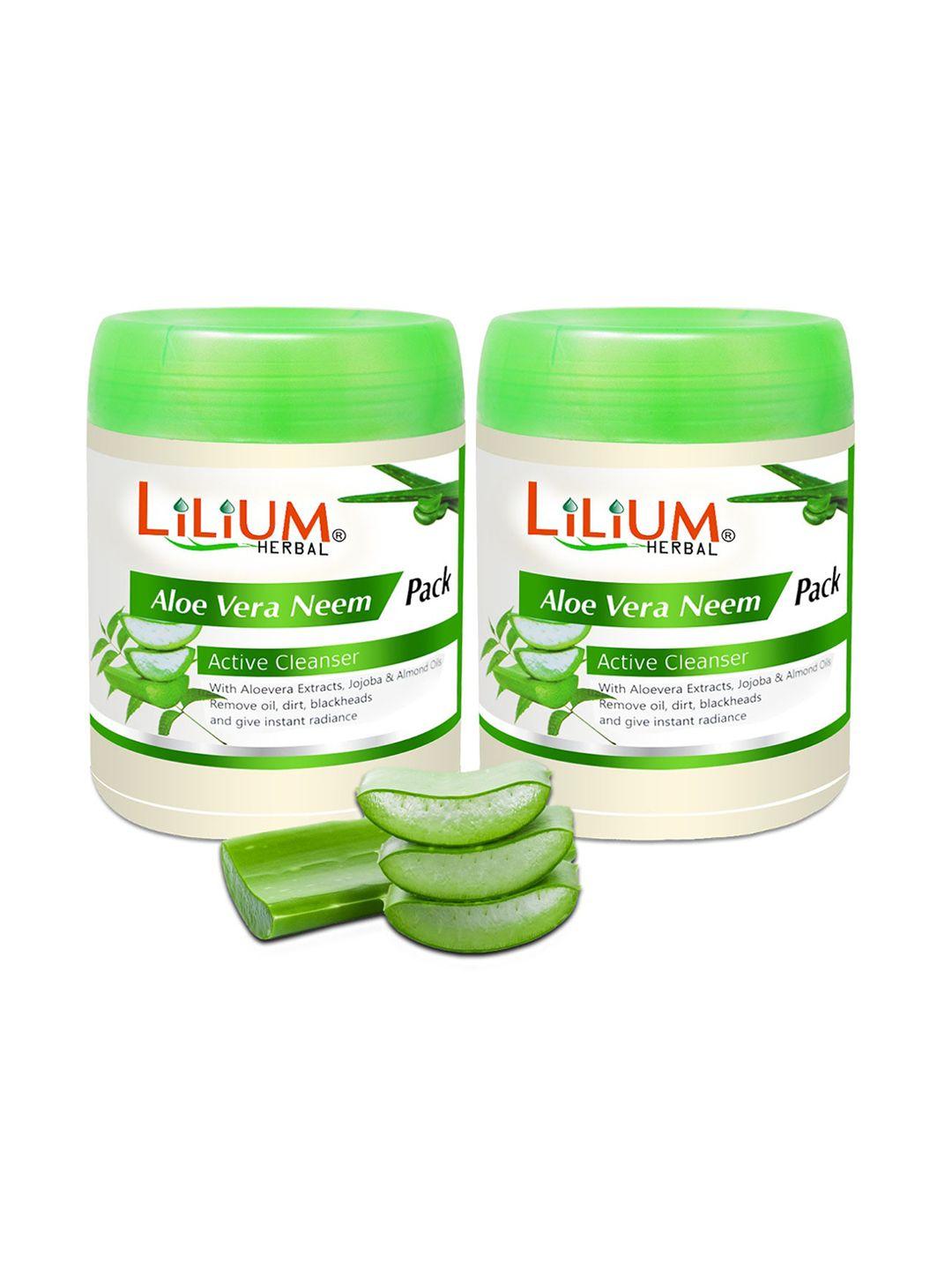 lilium pack of 2 aloe vera neem face pack for deep cleansing & anti acne & scars 900g