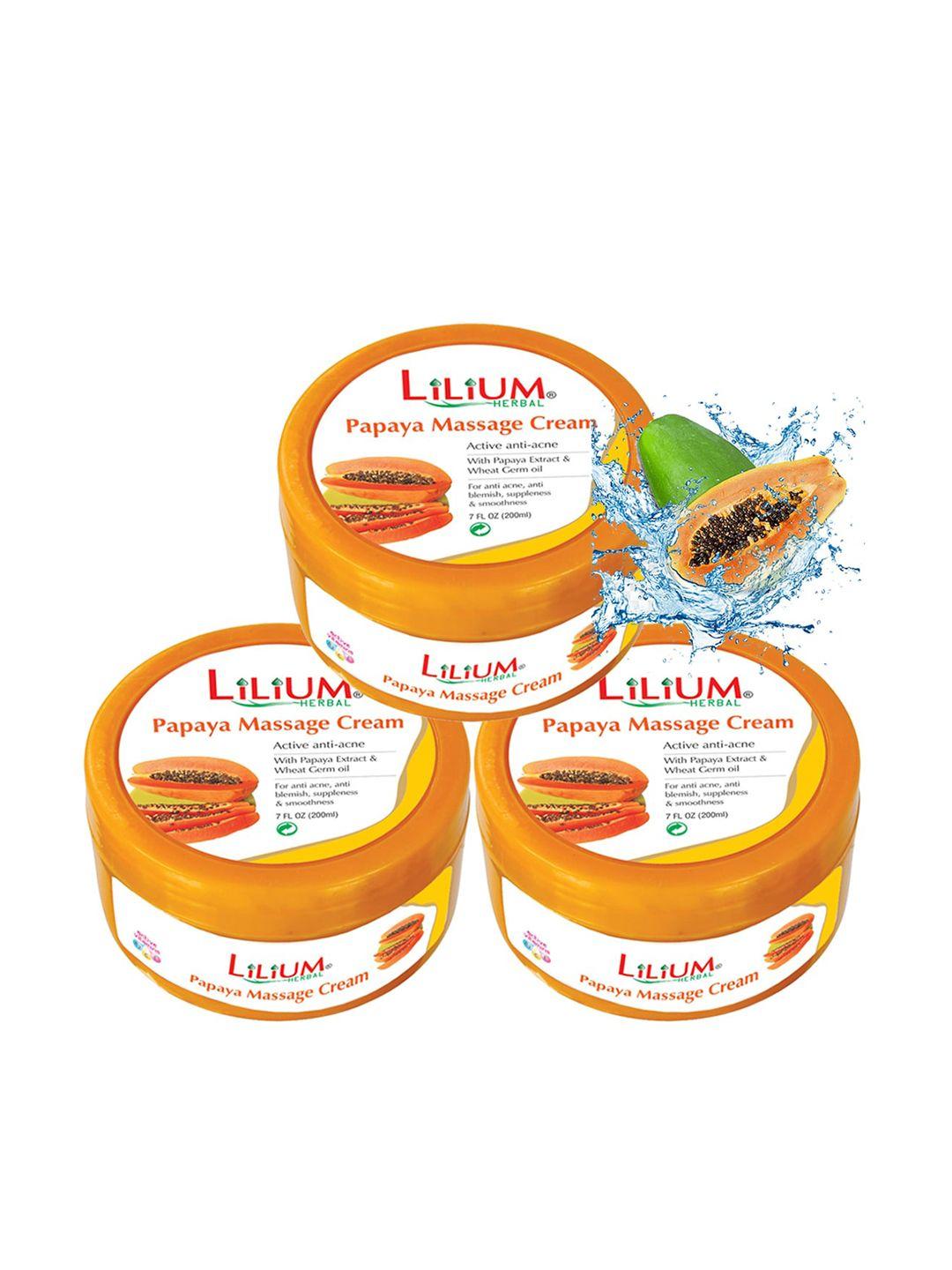 lilium pack of 3 papaya massage cream 600ml