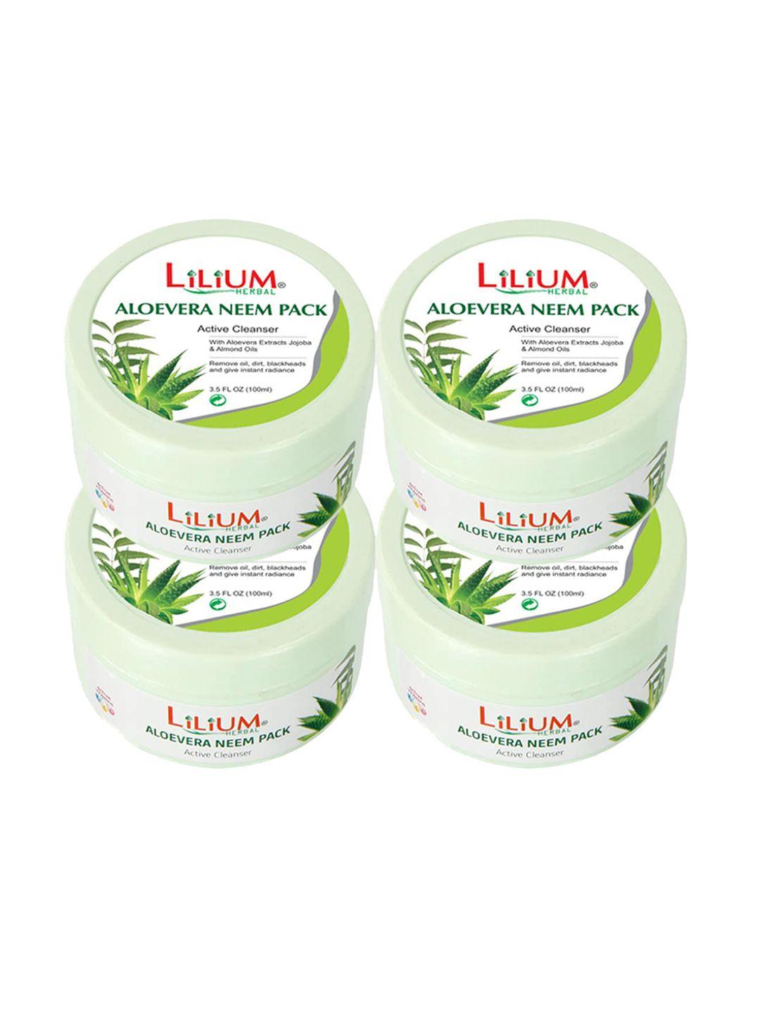 lilium pack of 4 aloe vera neem face pack for for deep cleansing & anti acne & scars