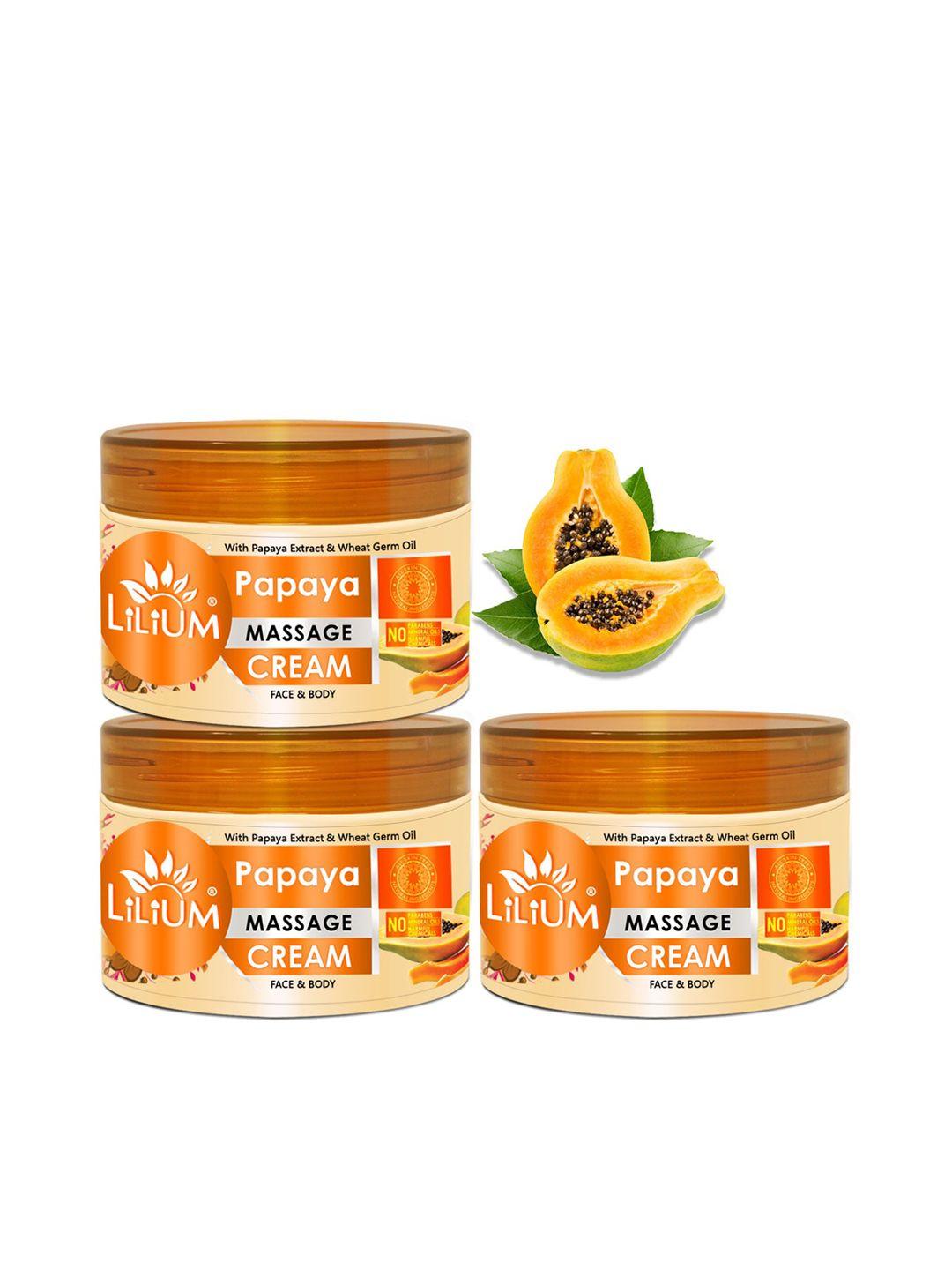 lilium set of 3 massage cream with papaya for glowing skin-250 gm each