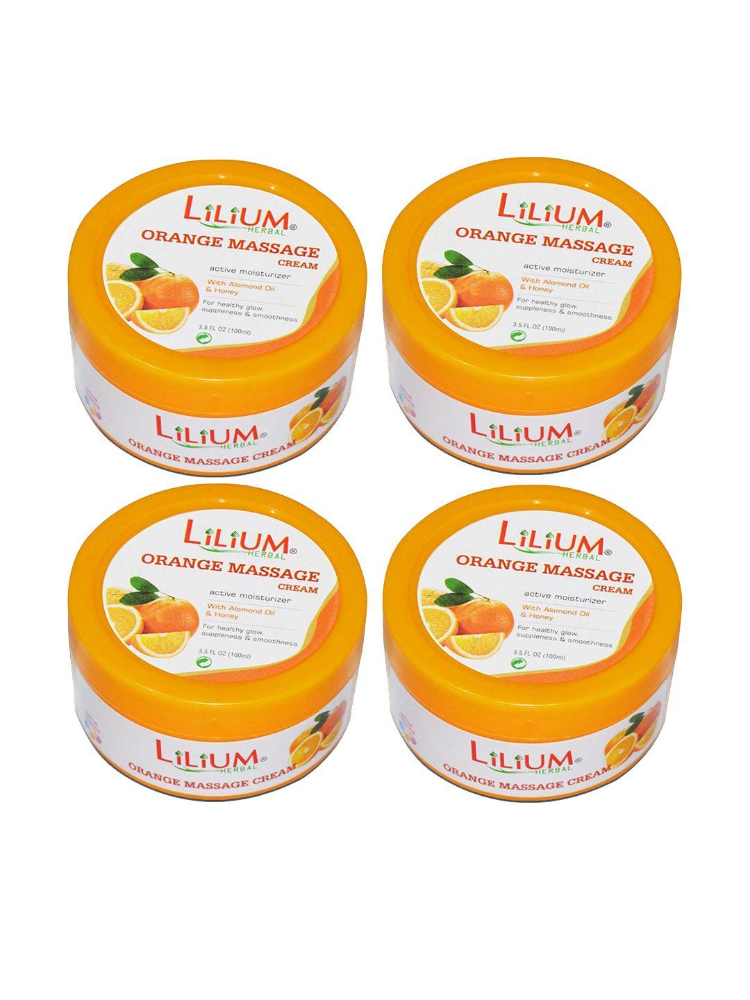 lilium set of 4 massage cream with orange flavor for instant glow-100ml each