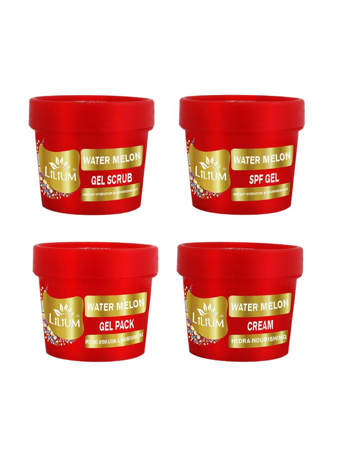 lilium water melon facial scrub gel pack cream set for deep nourishment - 100g each