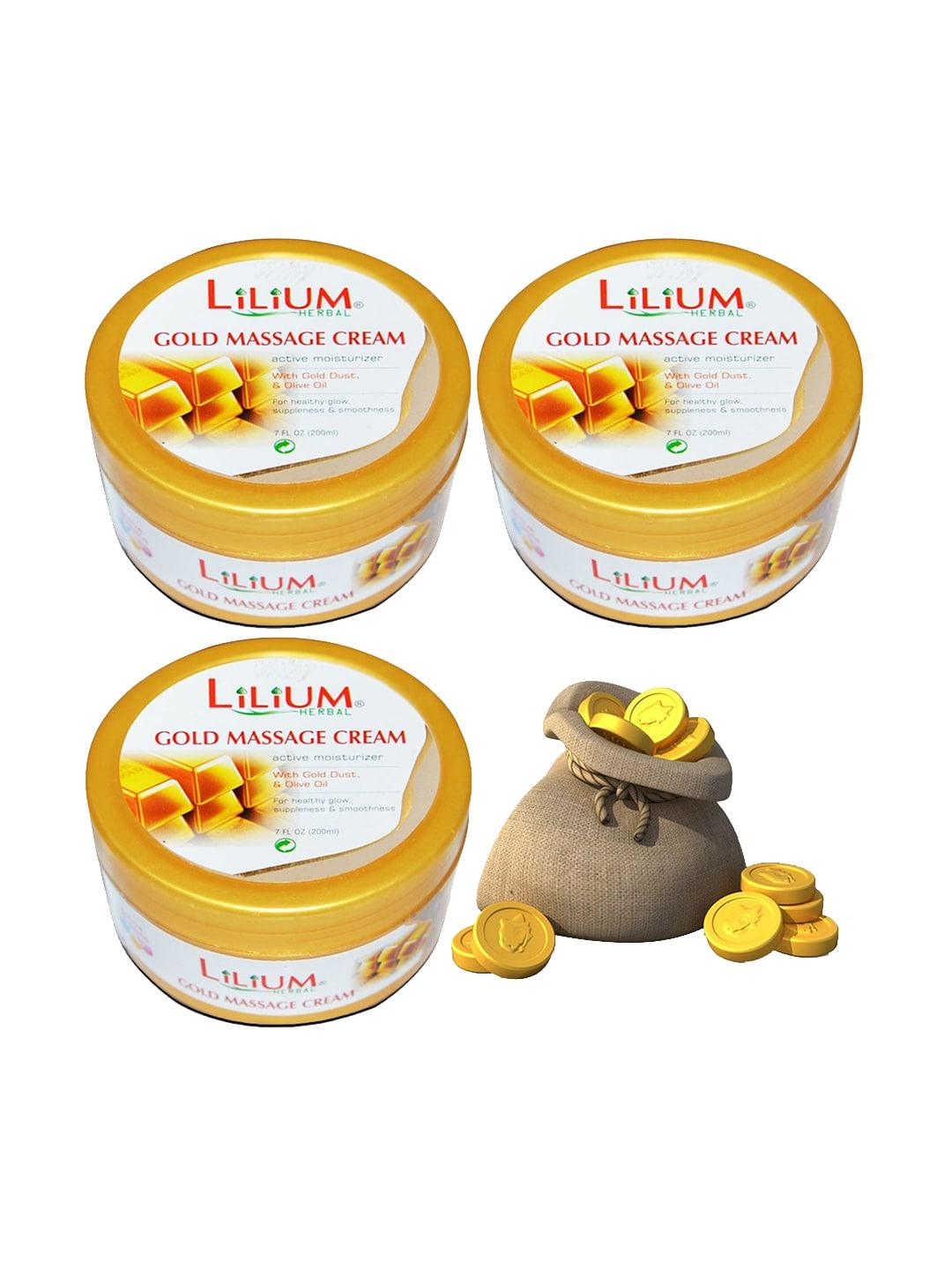 lilium women set of 3 24 gold carat radiant massage cream, 200ml