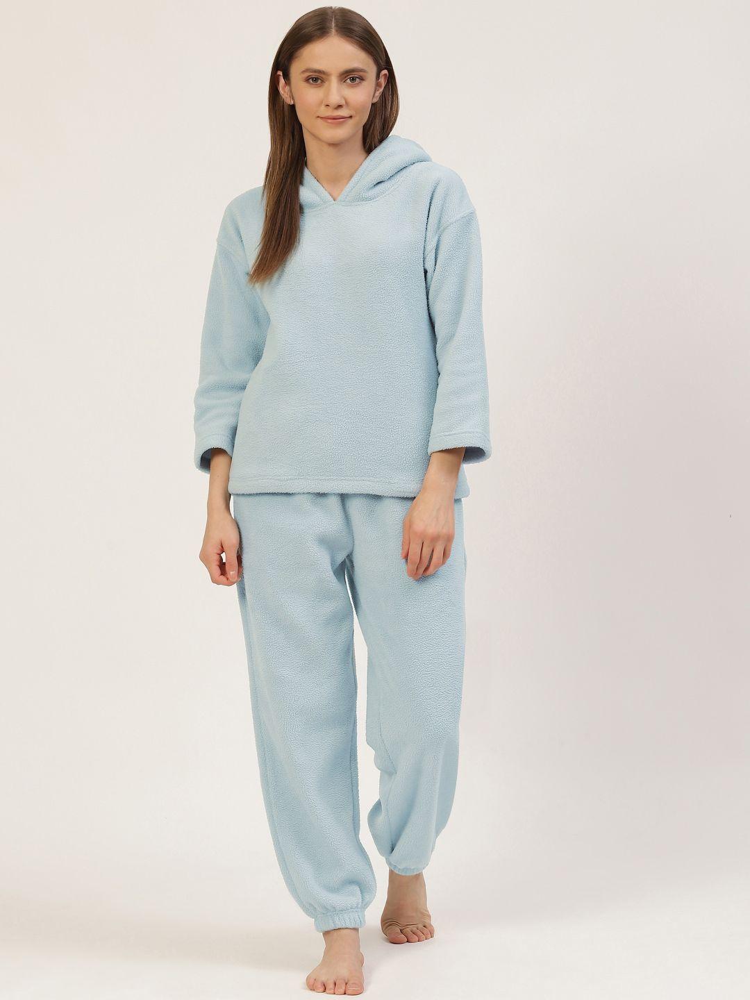 lill women blue solid pyjama set