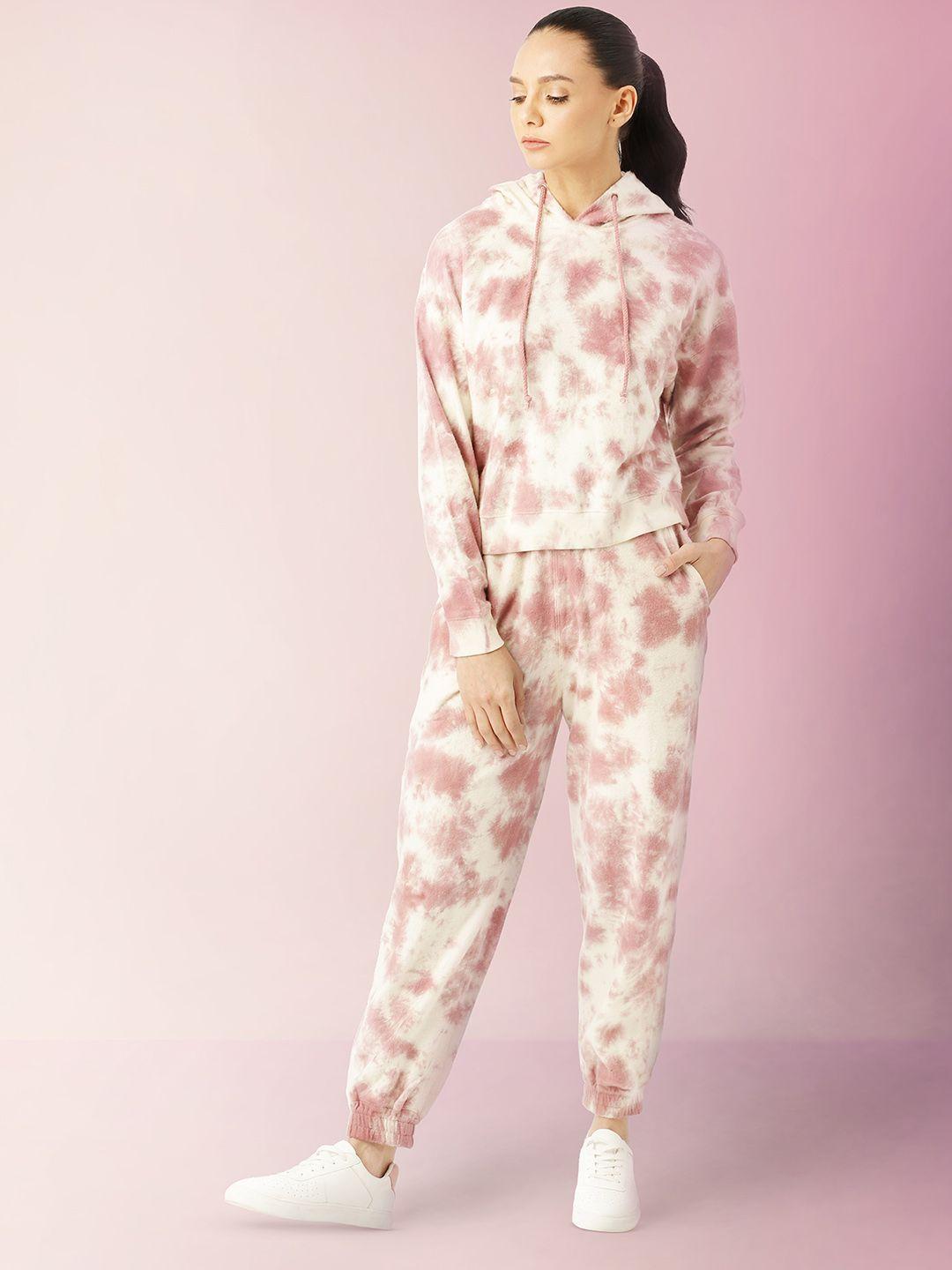 lill women pink tie & dye printed co-ords set