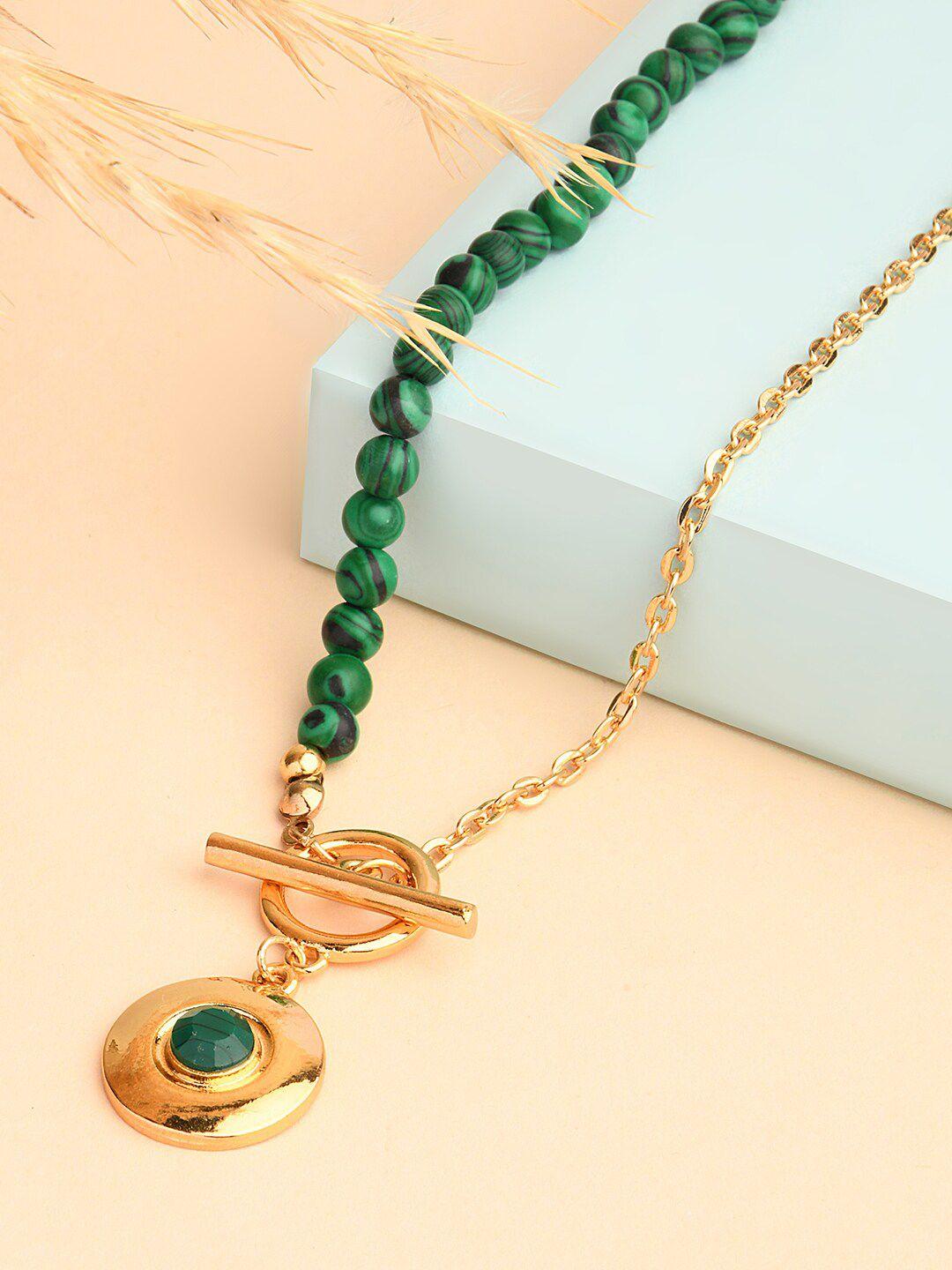 lilly & sparkle gold-plated & green necklace