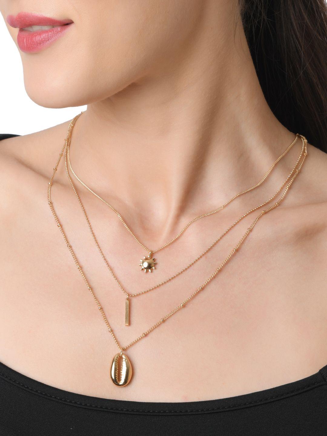lilly & sparkle gold-plated layered charm necklace