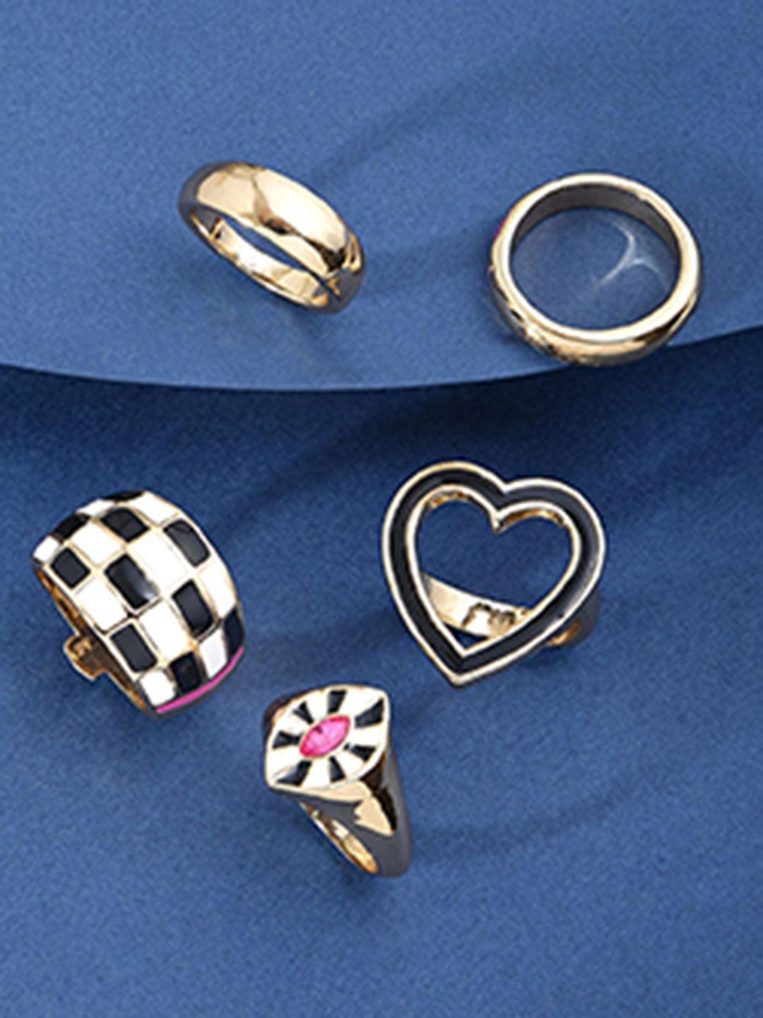 lilly & sparkle set of 5 gold-plated finger rings