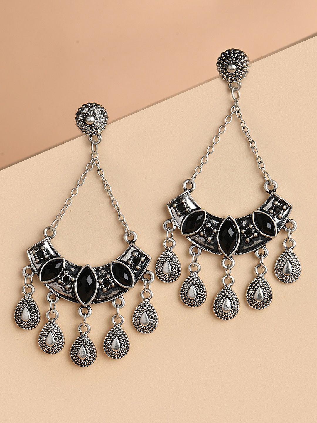 lilly & sparkle women black contemporary drop earrings