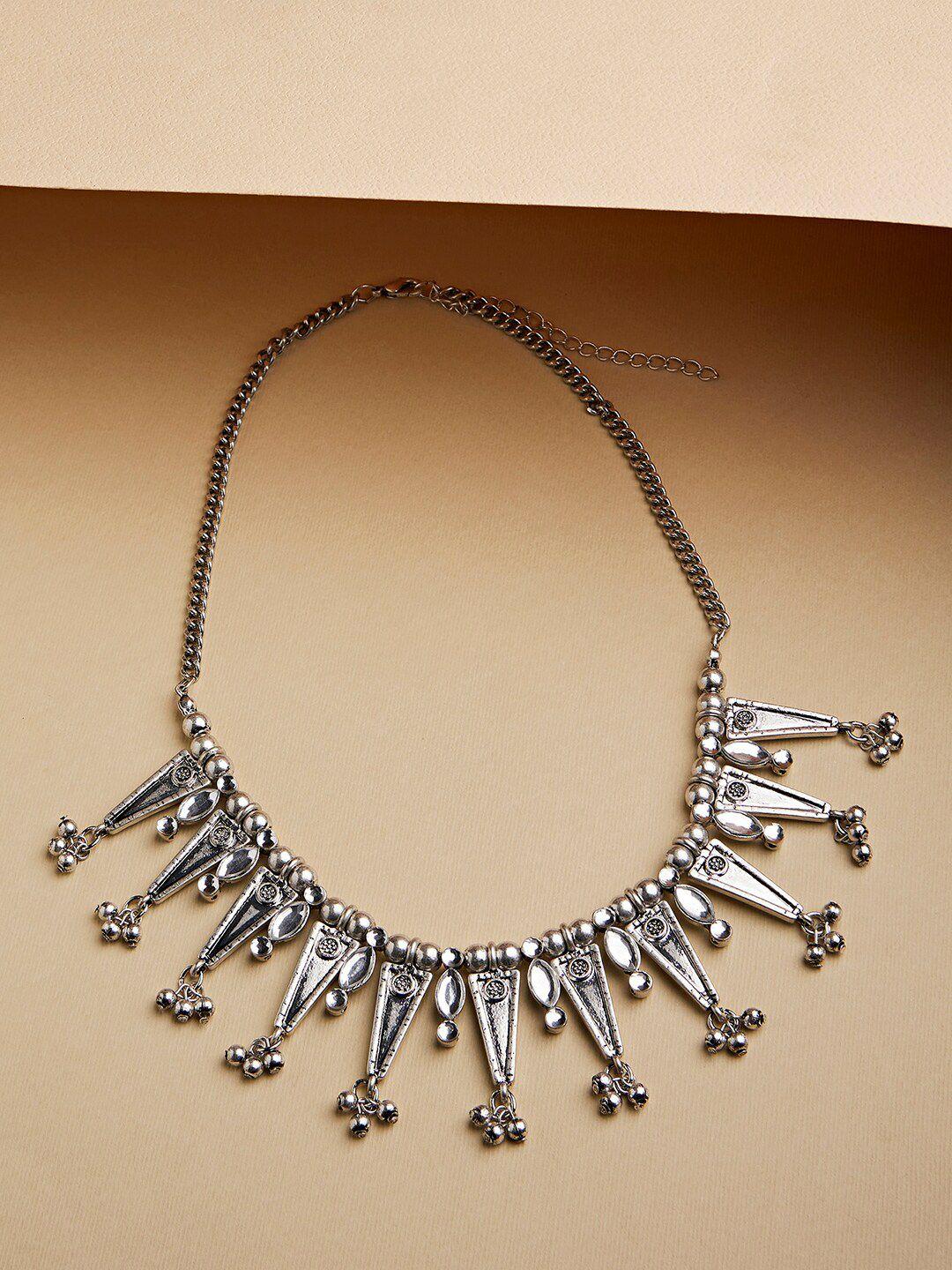lilly & sparkle women silver-plated oxidised necklace