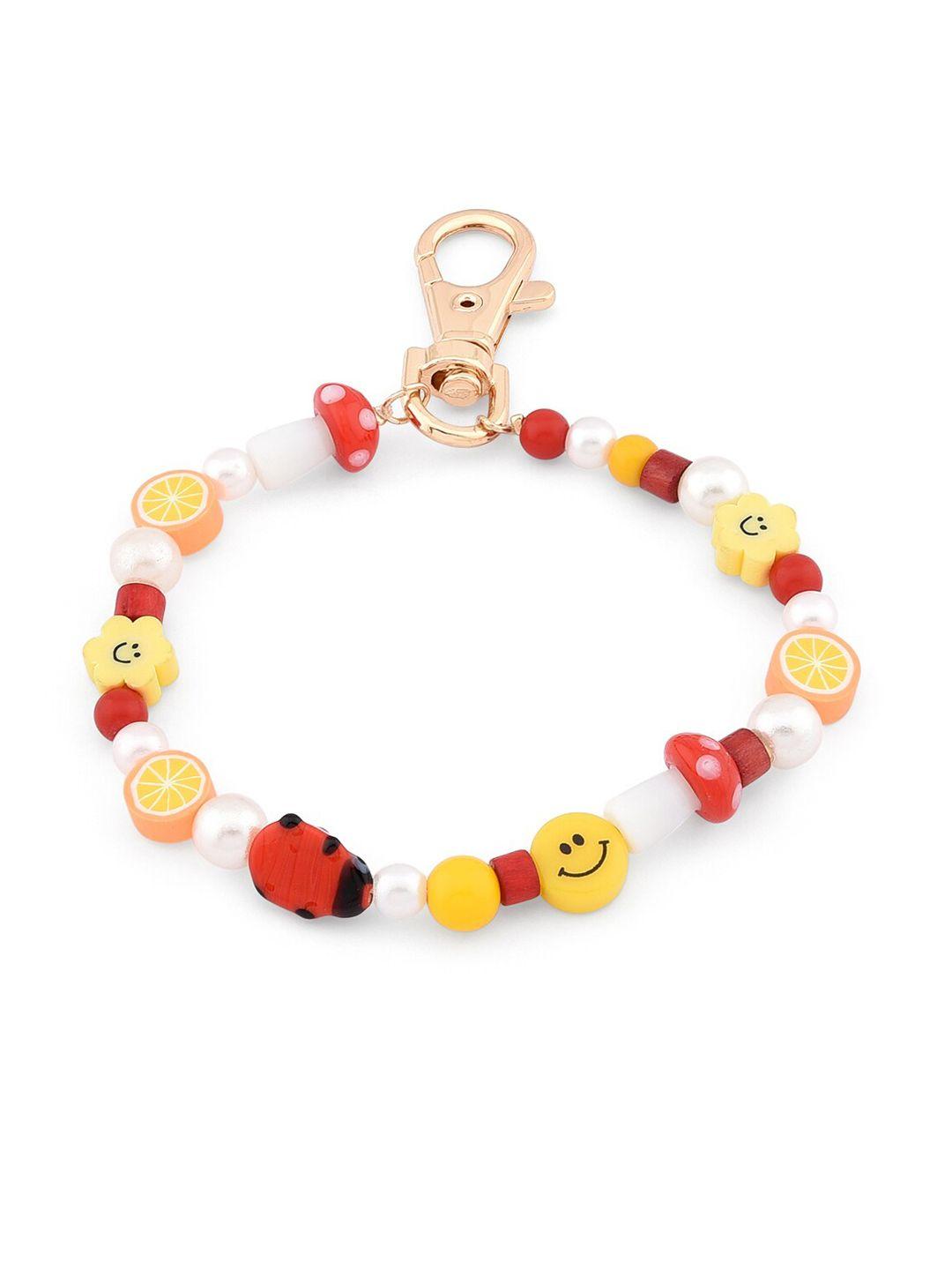 lilly & sparkle women yellow & red smiley beaded bag charm