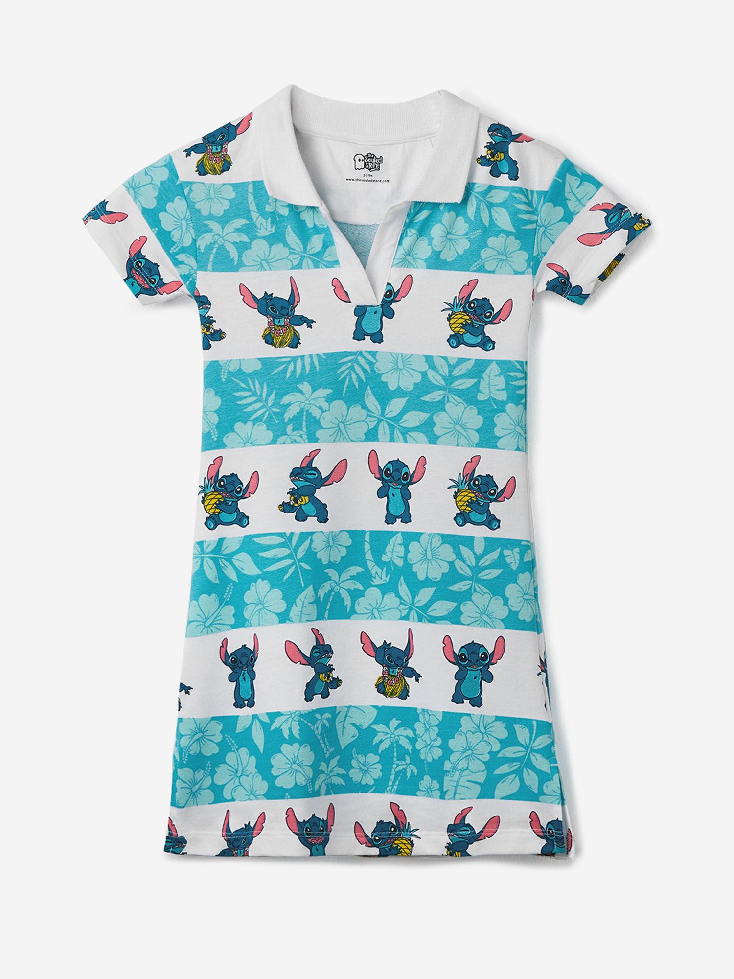lilo and stitch little monster girls cotton polo dress-multi-color