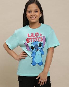 lilo & stitch print round-neck t-shirt
